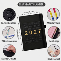 Nouveauté 2026 : Agenda mensuel A5 en cuir PU de haute qualité avec cordon élastique, idéal comme cadeau d'entreprise pour Noël et le Nouvel An