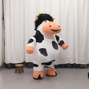 Costume de mascotte gonflable en peluche taille réelle, costume de vache gonflable neutre pour adulte, ensemble de mascotte de vache pour fête - Product Image 3