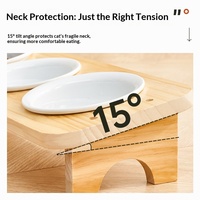 Support portable en bois massif PAIPET pour gamelles de chat avec protection en céramique, étanche et anti-déversement, ensemble de 3 gamelles pour nourriture et eau pour chat