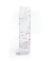 Un consolador de simulación de color cristal translúcido brillante, tamaño pequeño 155mm 160g TPE, ideal para eyaculaciones y orgasmos.
