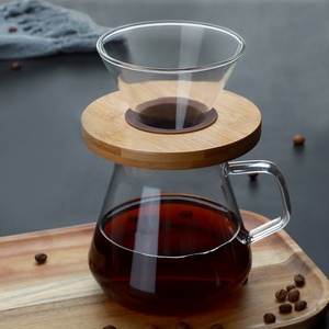 Glass Drip Coffee Filter Seperate Glass Coffee <strong>Dripper</strong> With Wood Stand - Product Image 4