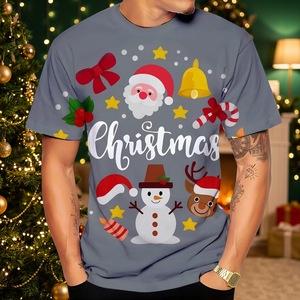 Apparels Offers Stylish Quick Dry Men's <b>T</b>-<b>Shirts</b> Christmas Theme Printed Light Knitted 100% Polyester Wholesale Supply - Product Image 3