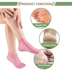 Kadınlar için yeniden kullanılabilir silikon çorap kuru ayak tamir için yumuşak jel nemlendirici ayak çorap