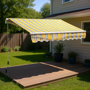 Tenda da Sole Retrattile Manuale per Patio 8' X 6.6' in Tessuto Poliestere, Copertura per Terrazza Esterna, Montaggio a Parete, Stile Moderno - Product Image 2