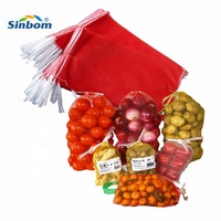 Sac en filet monofilament PE personnalisé par le fabricant avec cordon de serrage pour l'emballage de fruits, légumes, pommes de terre, oignons et ail