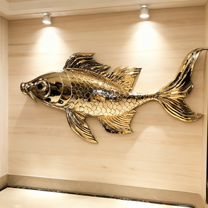 Scultura Murale di Pesci in Acciaio Inossidabile Lucidato a Specchio, Decorazione Personalizzata per Lobby in Stile Moderno e Lussuoso - Product Image 4
