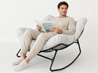 Fauteuil à bascule contemporain en fer résistant aux intempéries avec protection UV pour usage extérieur