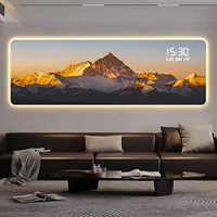 Peintures murales décoratives en porcelaine et cristal Art Déco pour salon avec lumières LED, horloges LCD inspirées de la lumière du soleil