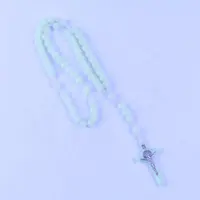 Chapelet à corde vintage en plastique, rose lumineux en forme de fleur, prière catholique, croix du zodiaque, japonais