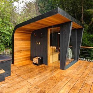 Sauna de Abeto con Porche, Infrarrojo Lejano, Diseño Moderno para Exteriores, <span class=keywords><strong>Terraza</strong></span> para 4-6 Personas - Product Image 1