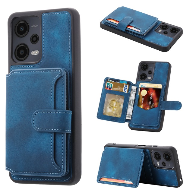 New PU Leather Card Wallet Stand Insert Protective Phone Case for Xiaomi Redmi Note 12 Pro 5G
