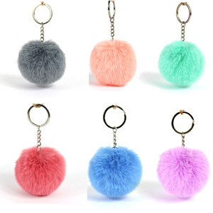 YYX personnalisé personnalisé arc-en-ciel bricolage ensemble ouvert anneau de saut artisanat pendentif faisant décoration <span class=keywords><strong>pompon</strong></span> <span class=keywords><strong>porte</strong></span>-clés femmes - Product Image 1