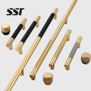Aluminum Alloy Gold <b>Black</b> Modern Furniture Door Handles Two-color Kitchen Bedroom Bathroom Dresser Wardrobe Cupboard Drawer - Product Image 1
