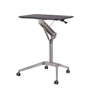 Mobile Desk Computer Gas Lift Table Desk Aluminum Leg Adjustable Work Table