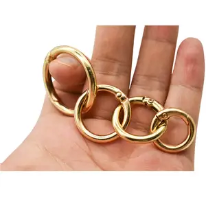 Rts Circle Snap Clip Hook Flat Carabiner O Ring Spring Gate Clasp Buckle Round Spring Carabiner For Keychain Handbag