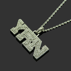 Nouveau Collier Pendentif Torsadé Lettre <span class=keywords><strong>YRN</strong></span> Diamant Hip Hop – Pendentif Polyvalent Hipster - Product Image 4