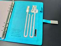 Carnet A5 à 6 anneaux en PU avec batterie intégrée de 8000 mAh, chargement sans fil, cadeau d'affaires, journal avec câble de charge multiple