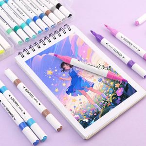 Wholesale 12/<b>18</b>/24/36/48 Color Plastic Acrylic Art Markers Dual Tips Drawing Set - Product Image 2
