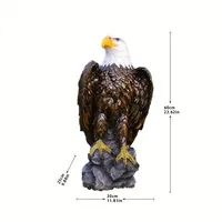 Escultura de Águila Calva Majestuosa en Resina sobre Base de Roca, Detalles de Pico Amarillo y Garras Afiladas, Decoración Patriótica para Exteriores, Hogar y Jardín