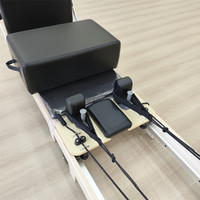 Reformer de Pilates de Madera de Arce con Manija Interior de Lujo, Cama de Pilates Reformer con Media Torre, Reformer de Pilates Plegable de Madera de Arce
