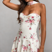 Robe Courte Corset Florale Chic à Taille Empire, Tendance et de Haute Qualité, Idéale pour l'Été – Fabrication Personnalisée