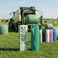 Film d'emballage pour balles de foin et ensilage en plastique LLDPE vert et blanc de 500 mm et 750 mm pour l'agriculture
