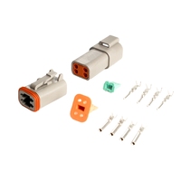 Conector Deutsch DT de 4 Pines, Tamaño 16, Contactos Sólidos, Conector de Cable Eléctrico Impermeable con Tapón de Sellado para Camiones y Embarcaciones, Color Gris