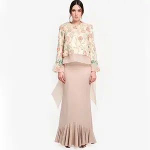 SIPO gündelik giyim Maxi elbise setleri Baju Raya Flared manşet İslam güz giyimi müslüman kadınlar 2 parça Baju Kurung bayanlar için