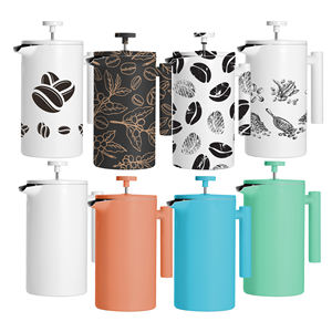 Cafetière à piston classique en acier inoxydable à double paroi isolée de 34 oz avec logo personnalisé et louche - Product Image 2