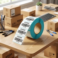 Etiqueta Adhesiva Personalizada de Fábrica Directa, Rollo de Etiquetas en Blanco para Impresión de Códigos de Barras y Sistema de Envío