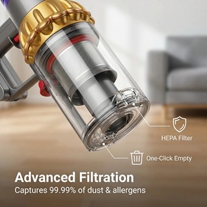 Aspirateur portable sans fil Dys à piles avec filtre HEPA et sac pour la maison, la voiture, l'hôtel, nettoyage humide/sec - Product Image 5