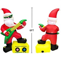 Père Noël Guitarien Gonflable Lumineux LED pour Noël – Idéal pour la Décoration Extérieure de Jardin