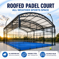 Lapangan Tenis Padel Indoor dan Outdoor DF Sports, Lapangan Padel dengan Atap yang Dapat Dilepas, Lapangan Padel Super Panoramic