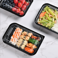Conteneur alimentaire jetable en plastique transparent, très vendu, de qualité alimentaire, de différentes tailles, portable, pour sushis et salades