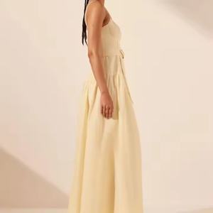 ชุดเดรสผ้าฝ้ายคุณภาพสูงแฟชั่นใหม่ สไตล์เรียบง่ายลำลอง เหมาะสำหรับใส่ไปเที่ยวชายหาด ชุดเดรสฤดูร้อนสำหรับผู้หญิง - Product Image 4