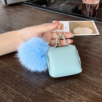 Pom Pom Mini porte-monnaie porte-clés boule de cheveux pompon sac breloque sac à dos pendentif filles cadeau en cuir PU pochette portefeuille porte-clés portefeuille
