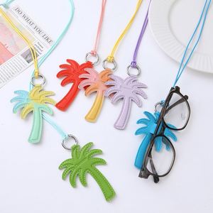 สายคล้องคอหนัง PU สีสันสดใส ลายต้นมะพร้าว พร้อมคลิปหนีบแว่นตา ป้องกันการสูญหาย อุปกรณ์เสริมสำหรับการเดินทางช่วงฤดูร้อน - Product Image 1