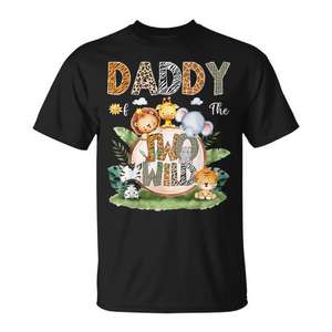 T-shirt pour papa des deux enfants, pour le 2e anniversaire, pour les amateurs d'animaux de la savane - Product Image 1