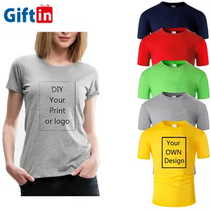 Hot Selling Klaar Om Custom Vrouwen T Shirt Printing 100% Katoen Vrouwelijke Slim Fit Crew Neck Tshirt Lage Moq fabrikant Hele