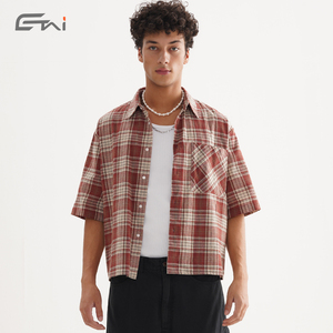 <span class=keywords><strong>Camicia</strong></span> a <span class=keywords><strong>Quadri</strong></span> in Cotone di Alta Qualità, <span class=keywords><strong>Manica</strong></span> <span class=keywords><strong>Corta</strong></span>, Taglio Corto, Stile Casual alla Moda per <span class=keywords><strong>Uomo</strong></span> - Product Image 2