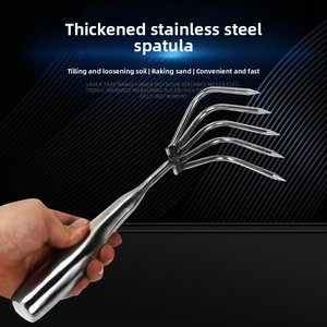 Râteau de plage multi-dents de qualité industrielle <span class=keywords><strong>pour</strong></span> la collecte des coquillages <span class=keywords><strong>Palourdes</strong></span> Huîtres Crabes et plantes aquatiques Acier inoxydable 14 dents - Product Image 2