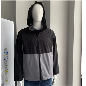 Veste coupe-vent à capuche avec logo de marque personnalisé pour hommes élégants pour le printemps automne nouvelle couleur bloquant le tissu tricoté manteau décontracté solide - Product Image 1