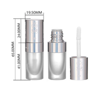 Tube de brillant à lèvres en plastique argenté électroplaqué irisé haut de gamme, petite capacité 3 ml, emballage anti-déversement pour fard à joues liquide et fard à paupières