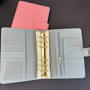 Raccoglitore per buste contanti A6 con anelli da 30 mm e hardware dorato, con portafoglio con cerniera, agenda e organizer per la gestione del budget in lino - Product Image 6