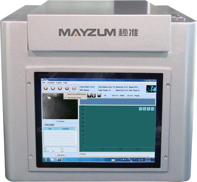MAYZUM Electronic XRF Spectrometer Gold Tester Machine with High Accuracy (RSD 0.1%) for Solid Powder Liquid Samples