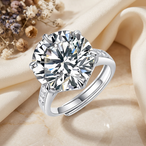 KARATS Bague Circulaire pour Femme en Argent S925 Plaqué Or, Sertie de Moissanite Taille Brillant 10 Carats, Sertissage à Griffes, Design Libre - Product Image 4