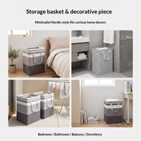 Panier à linge avec poignées, grande capacité, pliable, en coton et lin, boîte de rangement pour salle de bain, chambre à coucher, dortoir (style moderne minimaliste)