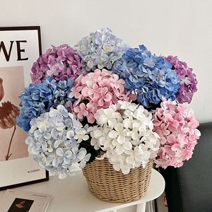 Bouquet de fleurs artificielles d'hortensias en soie, haute simulation, rose, bleu, blanc, violet, pour décoration intérieure et accessoires de mariage - Product Image 2