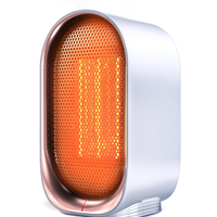 Ventilateur de bureau silencieux, sans lumière, mini, ignifuge, avec protection contre la surchauffe, thermostat réglable, élément chauffant PTC, pour chambre à coucher et maison