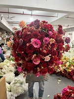 H476 Burgunderrote Handgefertigte Hochzeitsblumen-Arrangement Künstlicher Calla-Lilien-Strauß Rose Hortensie 60cm Blumenball Tischdekoration